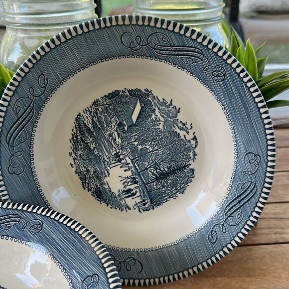 Currier and Ives Blue by ROYAL USA 
Rim Soup Bowl (6) - Picture 2 of 5